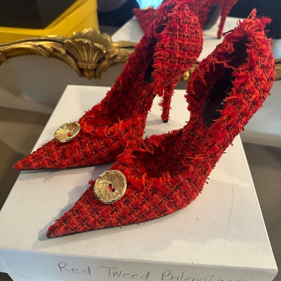 BALENCIAGA RED TWEED HEEL - Picture 7 of 8